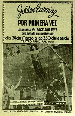 Golden Earring show announcement March 30, 1974 Irun (Spain) - Teatro Principal